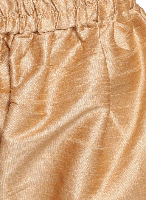 Vastramay Silk Blend Rose Gold and Blue Baap Beta Jacket Kurta Pyjama set